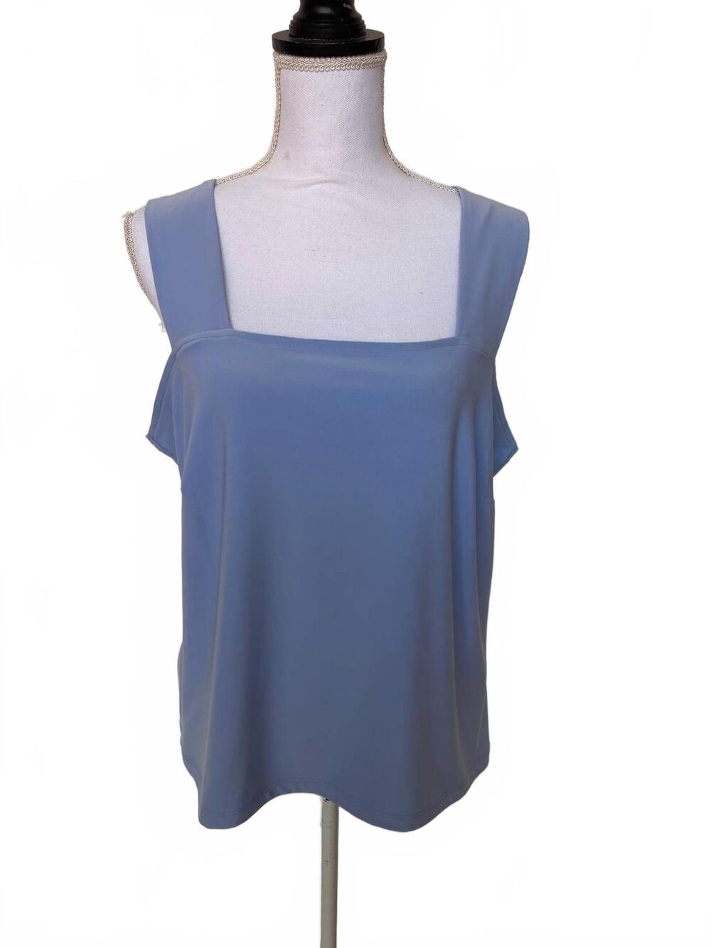 NEW FRANK LYMAN women's square neck knit tank in sky blue